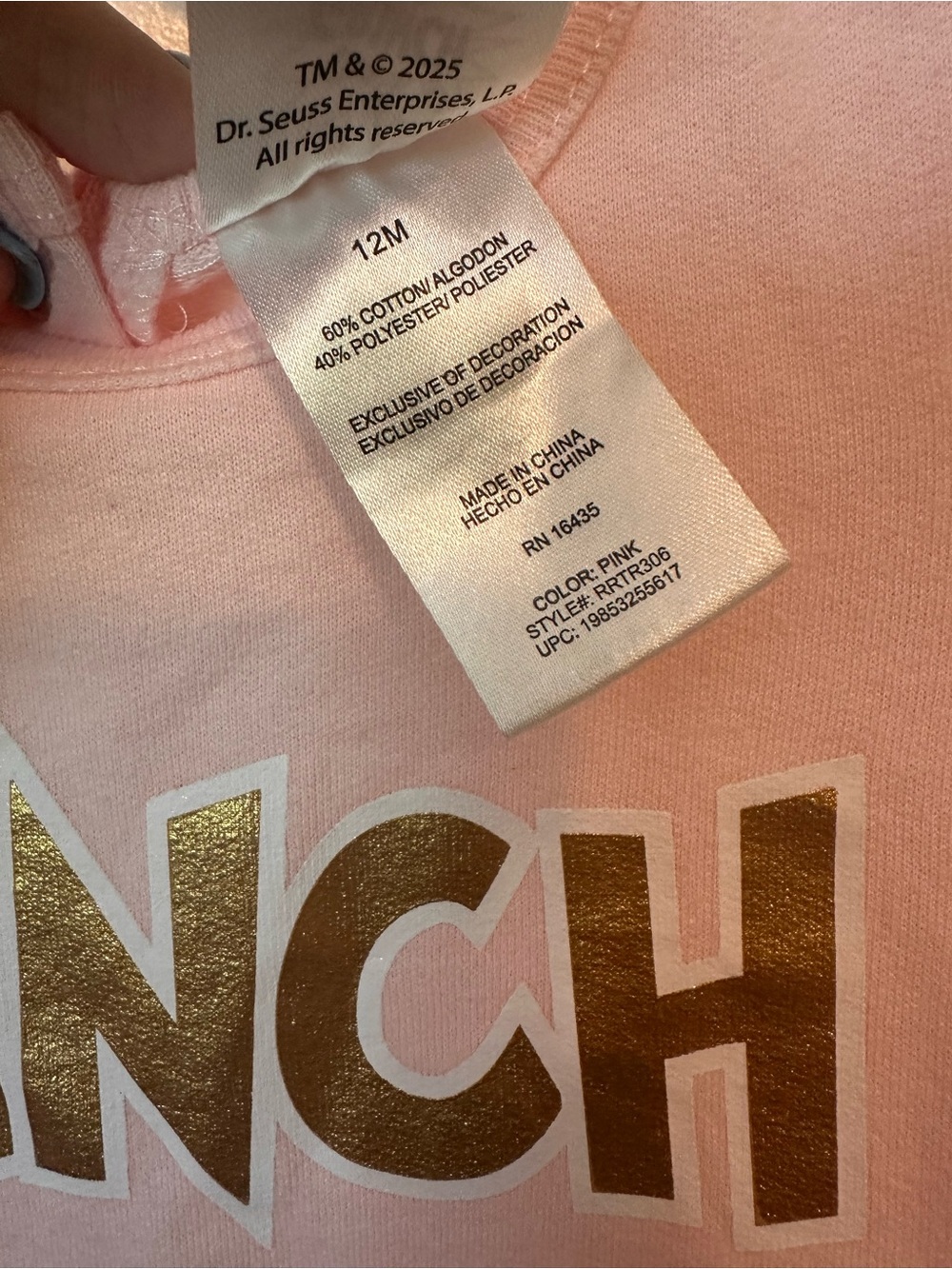 Pink Grinch Graphic Baby One-Piece Bodysuit - Picture 3 of 4